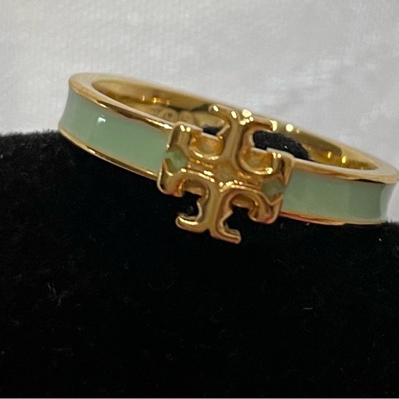 Tory Burch Gold Ring with Mint Enamel New with Bag. Size 7 - Picture 5 of 5